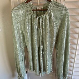 Blu Pepper Light Green Striped Blouse